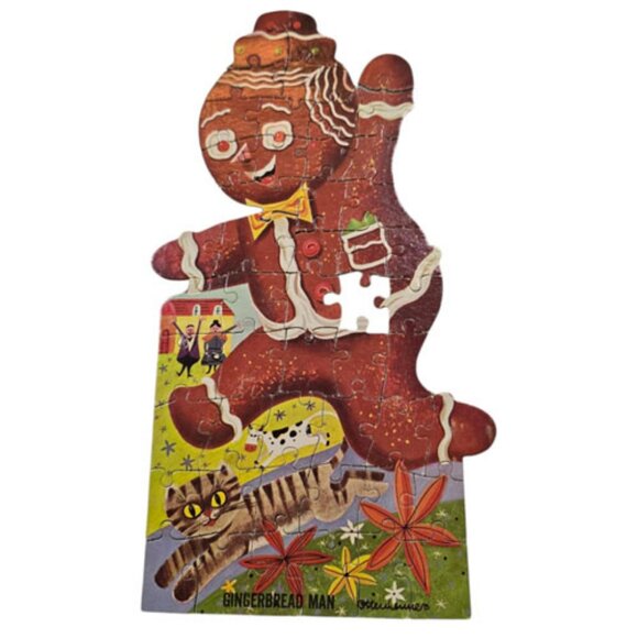 Vintage 1960s HG Gilmar Whitman Canister 4 Puzzles Red Riding Hood Rapunzel Pigs - Picture 10 of 12